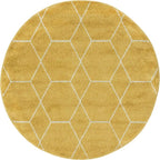 Unique Loom Trellis Frieze Collection Area Rug - Geometric (4' 1" Round Yellow/Ivory)