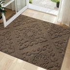COSY HOMEER Door Mat 32”x48”,Absorbent Dirt Trapper Entryway Rugs,Non-Slip Welcome Mat,Washable Entry Rugs,Low Pile Doormat for Front Back Door,Wet Shoes & Paws,Brown