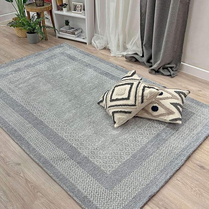 Alfa Rich 3x5 Light Gray Washable Area Rugs for Living Room Bedroom Kitchen Cotton Decor Runner Rug