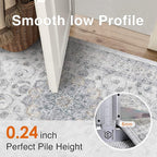 HUGEAR Entryway Machine Washable Area Rugs 2x3 Vintage Blue Small Neutral Style Non Slip Stain Resistant Low Pile Throw Carpet for Hallway Kitchen Retro Aesthetic Modern Decor
