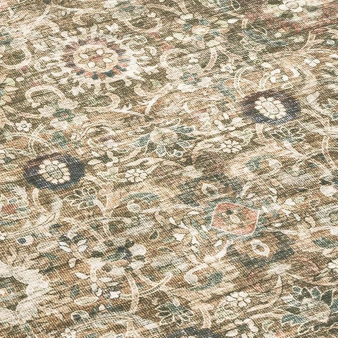 ReaLife Rugs Machine Washable Area Rug - Living Room Bedroom Bathroom Kitchen Entryway Office - Padded Crease Free Stain Resistant Premium - Boho Farmhouse Vintage- Dua- Brown Beige - 2'x 3'
