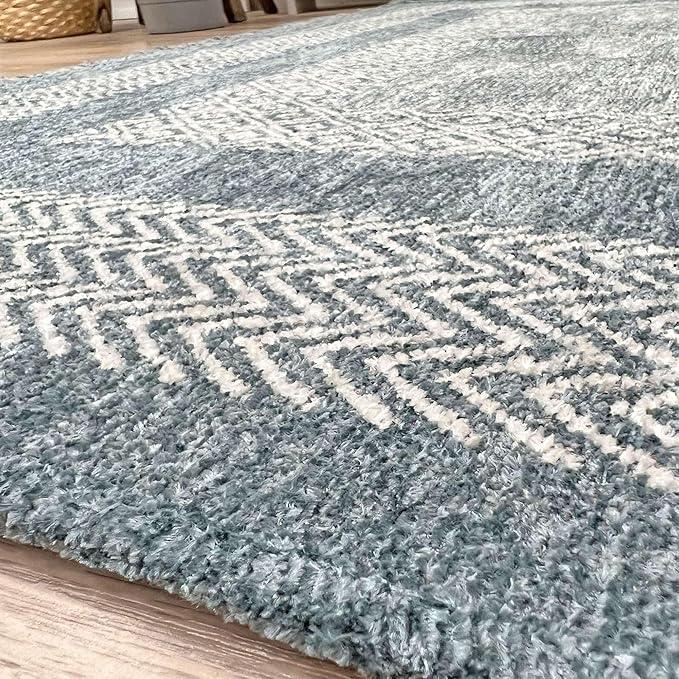 Alfa Rich 3x10 Light Blue Washable Area Rugs for Living Room Hallway Kitchen Cotton Decor Runner Rug