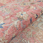 GLN Rugs Traditional Collection - Machine Washable Area Rug, Traditional Washable, Non Slip, Low Pile Chenille Rug, Living Room, Bedroom, Kitchen Rug (3' x 5' Pink/Cream)
