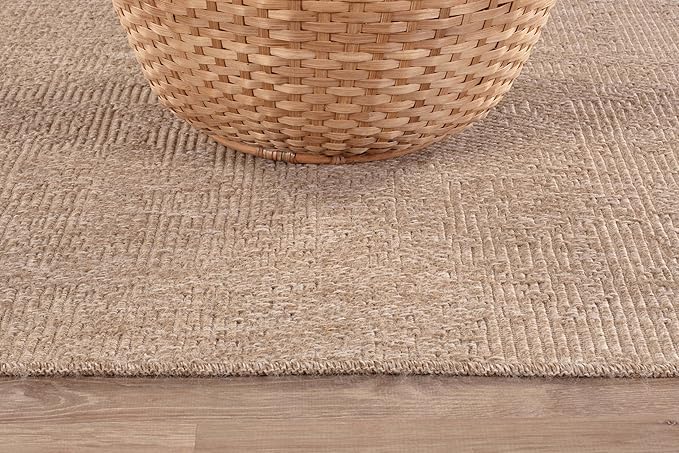 CAMILSON Easy Jute Rug 8x10, Indoor Outdoor Natural Color Fiber Area Rugs for Living Room Patio and Kitchen Rug, Solid Boho Woven Design, Easy-Cleaning, Washable Outside Carpet Alfombras (8 x 10)
