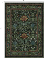 Bavni 5x7 Area Rugs for Living Room, Microfiber Machine Washable Non-Slip Vintage Floral Rug, Low Pile Lightweight Carpet for Bedroom, Dining Room, Home Office, Dark Green