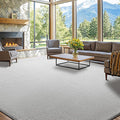 Shilucheng Wool Rug 8x10 Non-Slip, Blend 80% Wool and 20% Cotton Rugs for Living Room, Bedroom, Dinning Room, Soft Durable Cotton Backing Modern Area Rug (Gray/White)