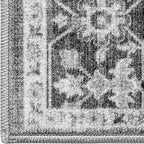 DEXI 10x14 Area Rug for Living Room, Washable Vintage Farmhouse Thin Rug Indoor Floor, Non Slip Stain Resistant Low Pile Carpet for Dining Room Bedroom Office, White Grey