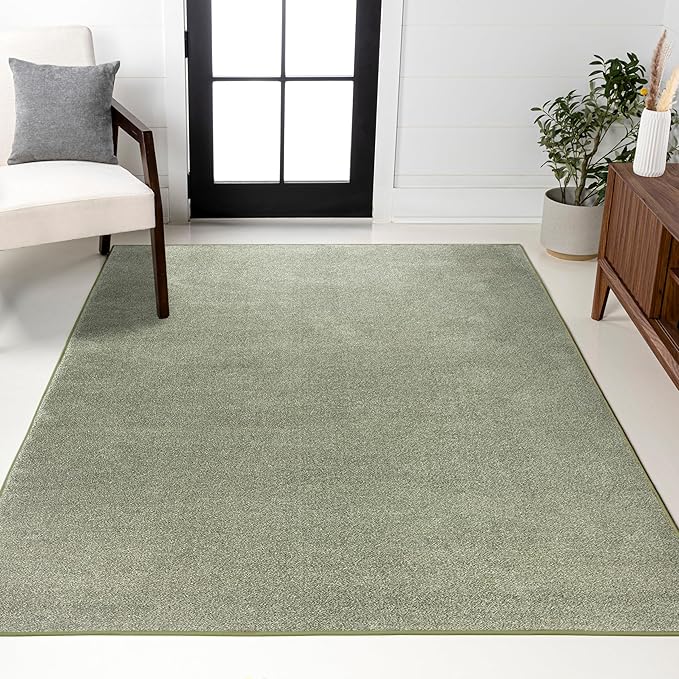JONATHAN Y Haze Solid Low-Pile Green Indoor Area Rug 6x9, Coastal,Bohemian,Minimalist,Classic, Easy-Cleaning for Living Room,Bedroom,Kitchen,Pet Friendly,Non-Shedding (SEU100O-6)