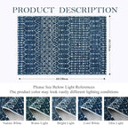 Lahome Moroccan Blue Carpet for Living Room 4x6 Area Rug Non-Slip Ultra-Thin Soft Bedroom Rug Stain Resistant Modern Carpet with Geometric Print, Suitable for Office, Kitchen, Entryway, Dining Room