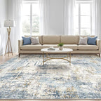 10x13 Area Rug Living Room: Washable Large Abstract Modern Soft Rugs Stain Resistant Indoor Floor Non Slip Accent Carpet for Bedroom Nursery Playroom Office Dining Room Dorm Home House- Light Blue