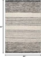 Mark&Day Wool Rugs, 5x7 Tervoort Global Black Area Rug, Blue Beige Carpet for Living Room, Bedroom or Kitchen (5' x 7'6")