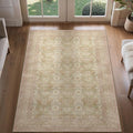 Bavni 3x5 Vintage Floral Rug, Washable Non Slip Area Rug for Entryway, Bedroom, Kitchen or Living Room, Low Pile Carpet, Brown Pink