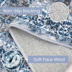 KOZYFLY Runners for Hallways 2x7 Ft Washable Kitchen Runner Rug Boho Runner Rug for Entryway Indoor Blue Printed Oriental Faux Wool Floor Carpet Runner for Bedroom Kitchen Hall