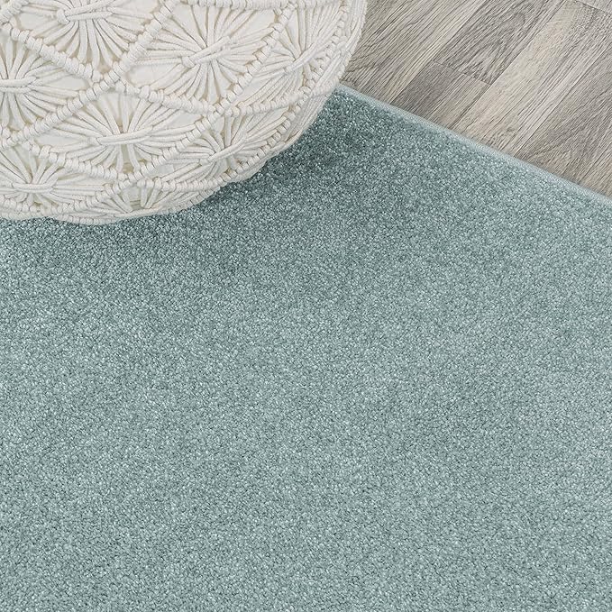 JONATHAN Y Haze Solid Low-Pile Aqua Blue Runner Rug 2x12, Coastal,Bohemian,Minimalist,Classic, Easy-Cleaning for Living Room,Bedroom,Kitchen,Pet Friendly,Non-Shedding (SEU100S-212)