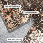 GENIMO Washable Area Rugs for Living Room, 10x14 Vintage Non Slip Rugs, Low Pile Lightweight Soft Print Rug for Bedroom, Dining Room, Home Office, Brown Orange
