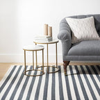 Home Conservatory Ladder Stripe Black/Ivory Handwoven Wool 8 X 10 Feet, Black/Ivory Stripe Pattern
