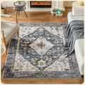 Istana 4x6 Rug - Dark Grey Blue & Rose Mauve Area Rugs 4x6 - Kid & Pet Friendly Machine Washable Rugs - 4 x 6 Area Rug Non Slip & Non Shedding Area Rug - Foldable Rug for Room for Bedroom