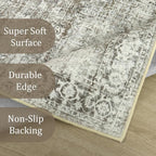 Morebes Vintage Long Bathroom Runner Rug, Washable Entryway Rugs Indoor Non Slip,Soft Distressed Doormat Indoor Entrance Throw Rug Kitchen Sink Mat Floor Carpet Runner, Brown