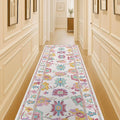 Fame Living Pink Oushak Runner Rug, Modern Runners, Turkish, Eclectic, Floral, Pastel, Washable, Small Throw Rugs, Short Runner for Hallway, Entryway, Laundry, Bedroom, Kitchen, Bathroom, 2'5"x6'5"