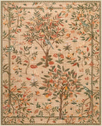 Morebes Washable Area Rugs 8x10, Boho Floral Living Room Carpet Non Slip, Soft Low-Pile Flower Birds Indoor Floor Throw Rug for Dining Room Home Office Playroom Foyer, Brown