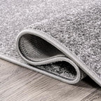 Eyely UES100A-212 Supersoft Haze Solid Low-Pile Indoor Runner Rug, Coastal, Bohemian, Minimalist, Classic, Casual for Bedroom,Kitchen,Living Room,Non Shedding,Easy-Washing, Gray, 2 X 12