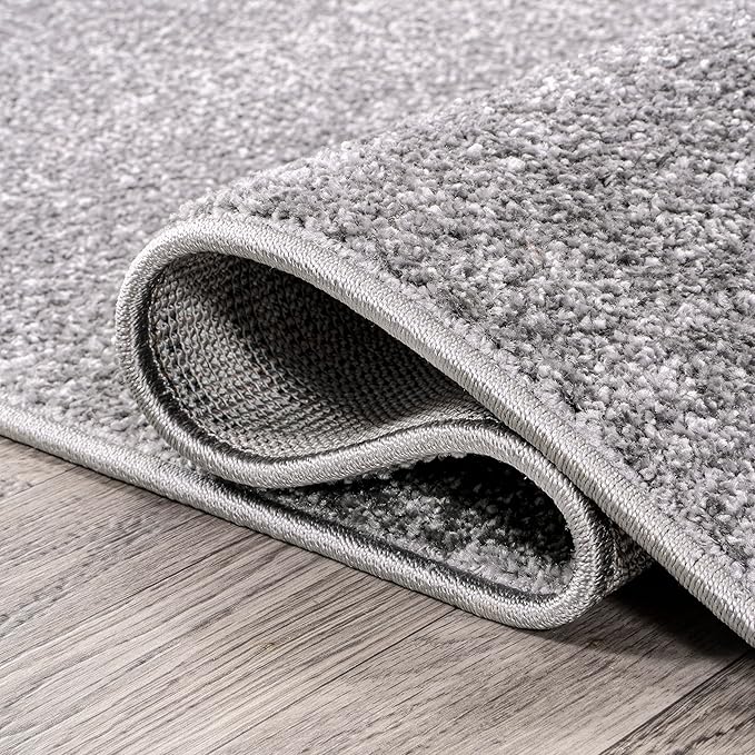 Eyely UES100A-212 Supersoft Haze Solid Low-Pile Indoor Runner Rug, Coastal, Bohemian, Minimalist, Classic, Casual for Bedroom,Kitchen,Living Room,Non Shedding,Easy-Washing, Gray, 2 X 12
