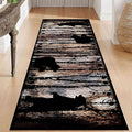 Wildlife Bear Runner Rug, 4x10ft, Vintage Wood Grain Wild Animal Black Bear Corridor Carpet, Non-Slip Washable Long Runner Rug for Farmhouse, American Country Wood Floor Entrance Rug Door Mat