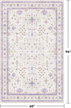 Light Purple Rug for Girls Bedroom, 5x8 Washable Floral Area Rug for Nursery Kids Room, Living Room, Lavender Dorm Decor, Non Slip Low Pile Pastel Foldable Carpet