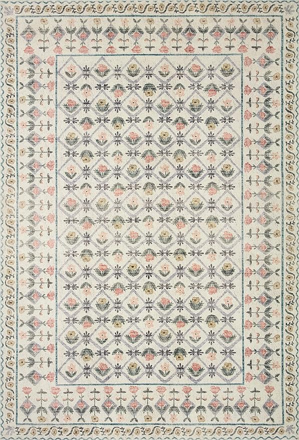 Loloi Rifle Paper Co. Eden Collection EDE-03 Lattice Ivory 8'-6" x 11'-6" Area Rug feat. CloudPile™