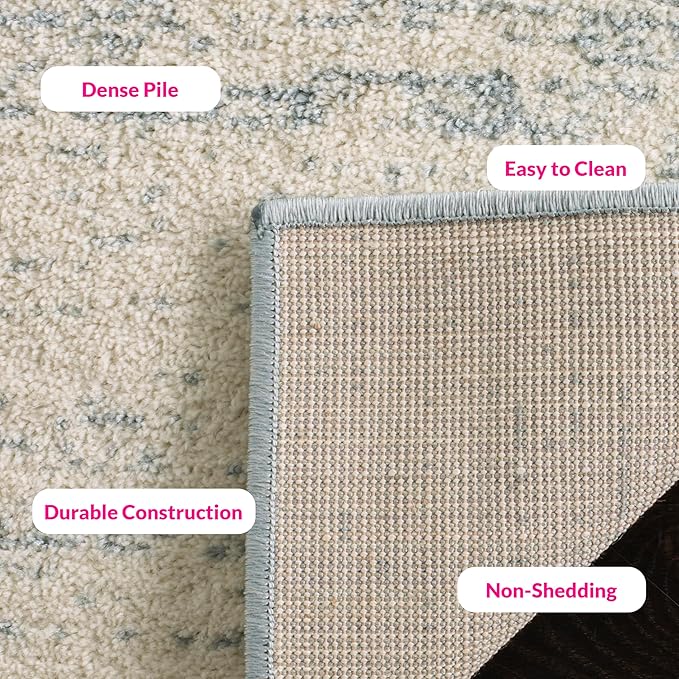 SAFAVIEH Adirondack Collection Area Rug - 10' Square, Slate & Cream, Modern Ombre Design, Non Shedding & Easy to Clean, Ideal for Living Room, Bedroom, Office, Dining Space (ADR113T)