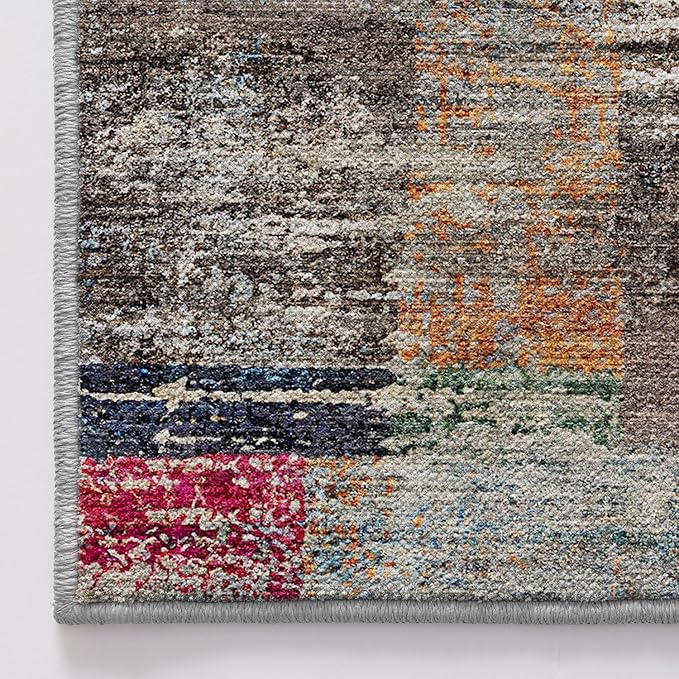 LUMI 8x10 Washable Area Rug for Living Room, Ultra Soft Geometric Rugs Non Slip with Rubber Backing, Low Profile, High Traffic, Stain Resistant Carpets, Ideal for Bedroom, Dining Room, Indoor