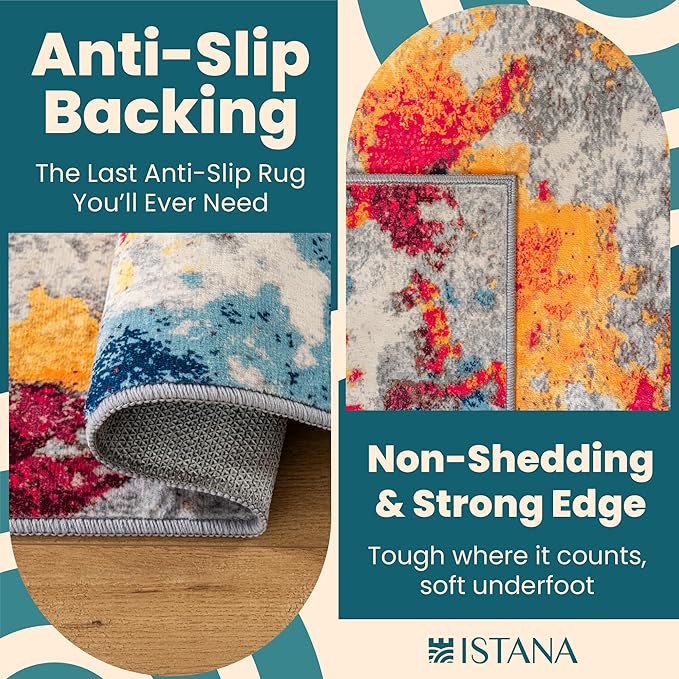 Istana 9x12 Area Rug - Multi Colors 9 x 12 Area Rugs for Living Room - Foldable 9x12 Rugs for Bedroom/Living Room Rug - Stain Resistant Washable Rugs - Eco-Friendly Area Rugs