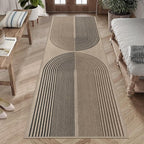 Easy Jute Rainbow Runner Rug, 2.6x8 Washable Rugs Runner for Hallway Non-Slip Boho Farmhouse Kitchen Runner Rug, Modern Abstract Indoor Outdoor Carpet for Porch Laundry Entryway