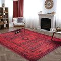 Bloom Rugs Washable Non-Slip 9' x 12' Rug - Red Traditional Bordered Area Rug for Living Room, Bedroom, Dining Room, and Kitchen - Exact Size: 9' x 12'