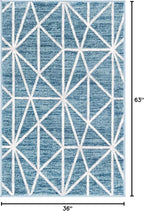 Rugs.com Lattice Trellis Collection Rug – 3' x 5' Blue Low-Pile Rug Perfect for Living Rooms, Large Dining Rooms, Open Floorplans