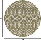 Unique Loom Outdoor Trellis Collection Area Rug - Tribal Trellis (7' 10" Round, Green/ Natural)