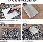 Vintage Floral 3x5 Rug, Black and White Entryway Rug Small Area Rug Washable Non-Slip Throw Rug, Thin Printed Faux Wool Low-Pile Kitchen Rugs Super Soft Capet for Entrance Bedroom Office