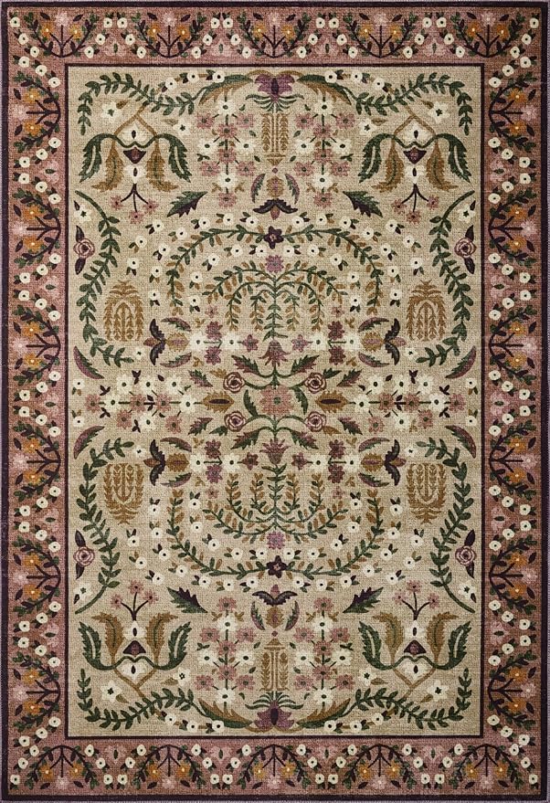 Loloi Rifle Paper Co. Canopy Collection CNP-03 Aubergine 3'-9" x 3'-9" Round Accent Rug
