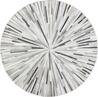 Faux Cowhide Round Area Rug | Non-Slip Leather Floor Carpet for Living Room, Bedroom, and Home Décor | Modern Stylish Accent Rug(Grey_8x8)