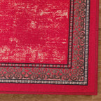 Antep Rugs Alfombras Bordered Modern 2x10 Non-Slip (Non-Skid) Low Pile Rubber Backing Indoor Area Runner Rug (Red, 2' x 10')