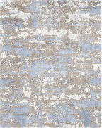 WITSHOCK Abstract Dining Room Rugs for Under Table: 7x9 Washable Blue Area Rug for Living Room, Low Pile Non-Slip Rugs for Bedroom Under Bed - Neutral Modern Decor & Stain Resistance - Blue/Multi