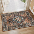 Lahome Door Rugs for Entryway Indoor - 2x3 Washable Stain Resistant Kitchen Rug Rubber Backing Ultra-Thin Small Door Mats Indoor Entrance, Vintage Print Throw Rug for Bathroom Bedroom