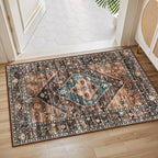 Lahome Door Rugs for Entryway Indoor - 2x3 Washable Stain Resistant Kitchen Rug Rubber Backing Ultra-Thin Small Door Mats Indoor Entrance, Vintage Print Throw Rug for Bathroom Bedroom