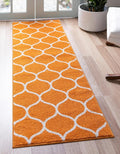 Rugs.com Lattice Frieze Collection Rug – 2' x 13' Runner Orange Medium Rug Perfect for Living Rooms, Large Dining Rooms, Open Floorplans