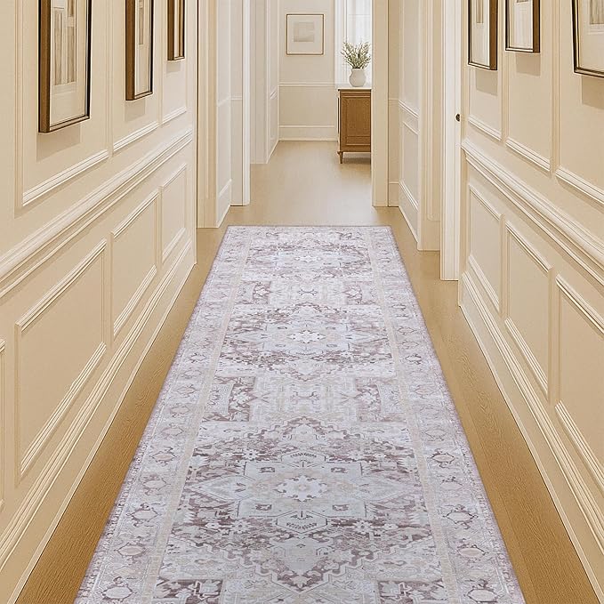 Washable Area Rug. Modern Farmhouse. Vintage. Turkish. Bohemian. Distressed. Oriental. Traditional. Rugs for Living Room. Dining. Bedroom. Office. Entryway. Foyer. (861PP, 2'5" x 6'5")