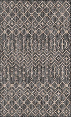 Unique Loom Outdoor Trellis Collection Area Rug - Tribal Trellis (3' 3" x 5' 3" Rectangle, Charcoal Gray/ Natural)