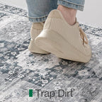 LUMI Indoor Thin Door Mat, 24x36 Washable Small Inside Doormat, Non Slip Low Pile Oriental Floor Carpet, Vintage Distressed Area Rug for Front Door,Entrance,Bedroom, Blue