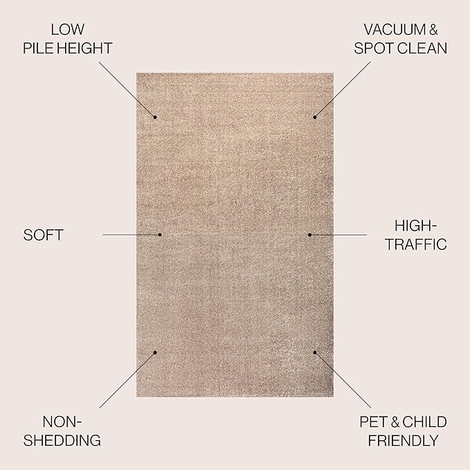JONATHAN Y Haze Solid Low-Pile Beige 6' Round Indoor Area Rug, Coastal,Bohemian,Minimalist,Classic, Easy-Cleaning for Living Room,Bedroom,Kitchen,Pet Friendly,Non-Shedding (SEU100G-6R)