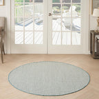 Nourison Home Courtyard Ivory Aqua 4' x Round Area Rug - Easy Clean, Non Shedding, Bed Room, Living Room, Dining Room, Kitchen (4' x Round)