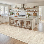 Runner Rug 2'6" x 10' Washable Non-Slip Runner Rugs for Kitchen Bathroom Laundry Room Vintage Ultra Thin Runners for Hallway Entryway Beige